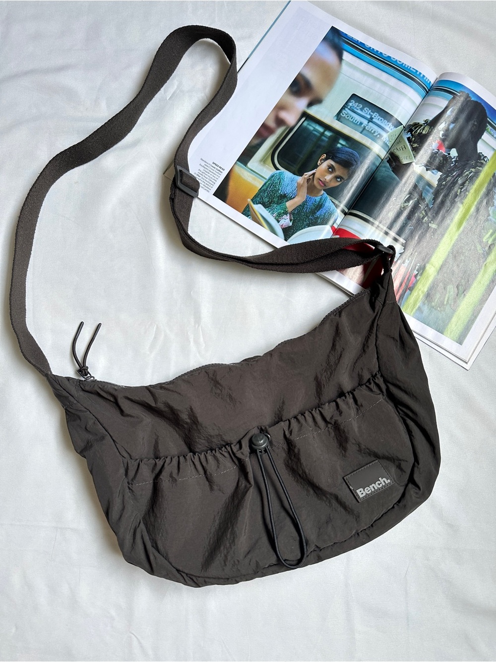Bench Black Nylon Crescent Crossbody Bag